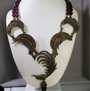 Heidi Daus Rare Vintage Hummingbird Multicolor Statement Necklace
